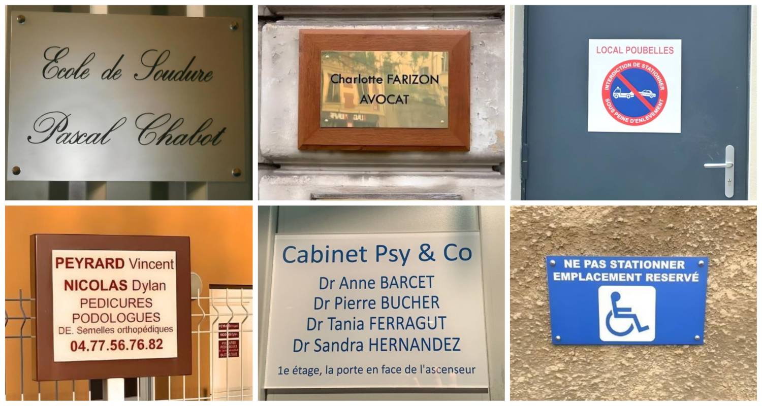 Exemples de signalétiques gravées ou imprimées